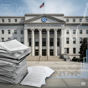 SEC building with legal documents