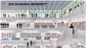 People exploring a library at a university